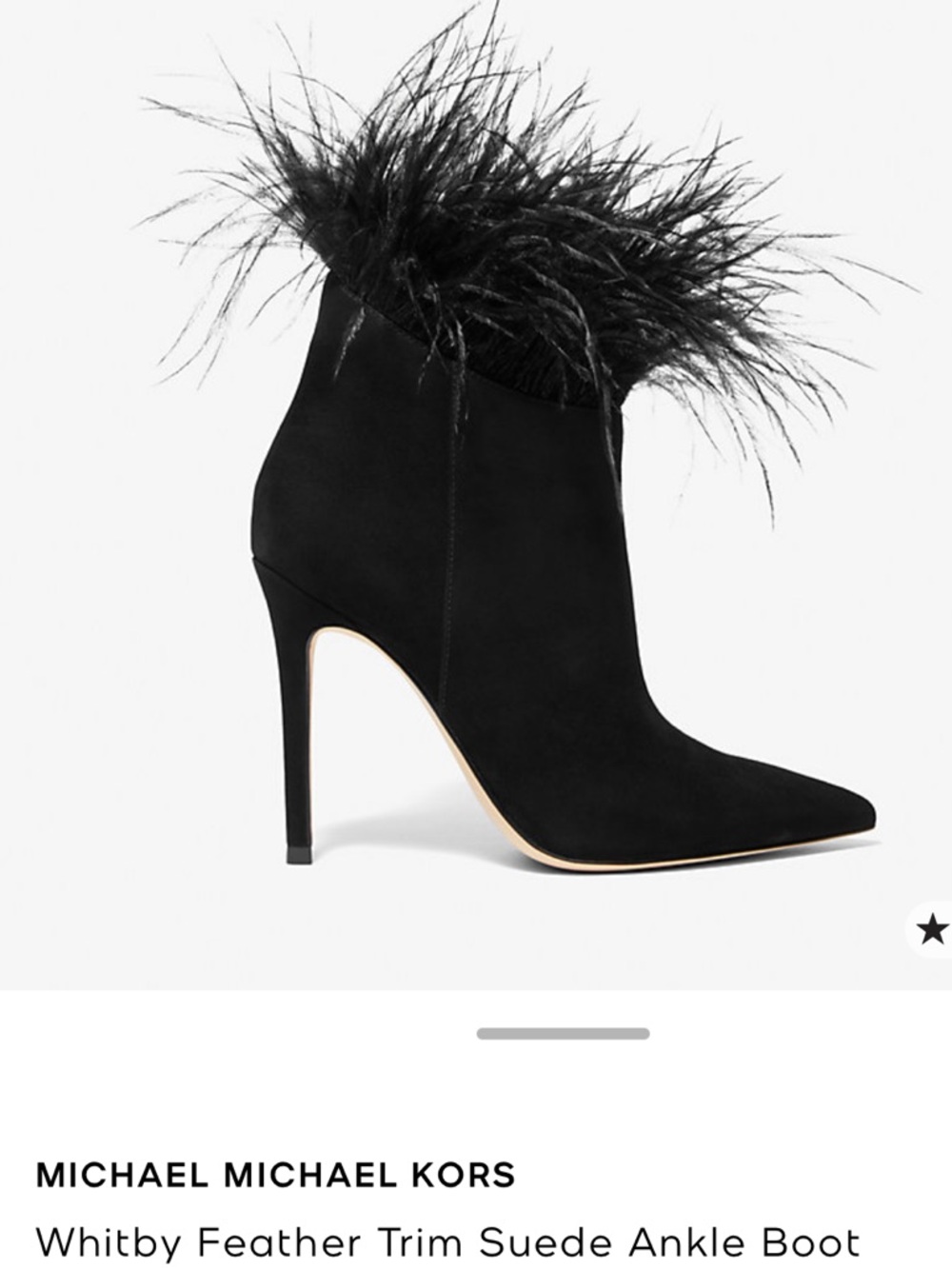 MICHAEL Michael Kors Black 
Whitby Feather Trim Suede Ankle Boot
$250 Sz 7 NEW